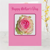 Mooze Volle Roze Moederdag Kaart (Gele Bloem)