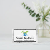 Mop Broom Cleaner Supplies Home Logo Visitekaartje (Staand voorkant)