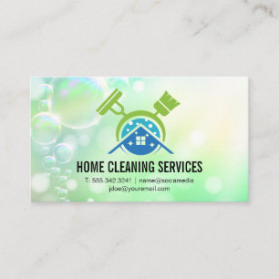 Mop Broom Cleaning Logo   Janitorial Services Visitekaartje