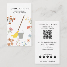 Mop Bucket Floral Professional Cleaning Services Visitekaartje