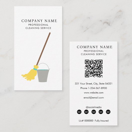 Mop Bucket Professional Cleaning Services Visitekaartje (Voorkant / Achterkant)