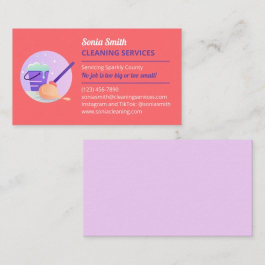 Mop en Bucket Cleaning Service Visitekaartje (Voorkant / Achterkant)