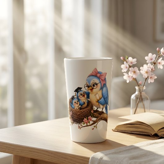 Mop Latte Mok met Cute Afstudeervogel