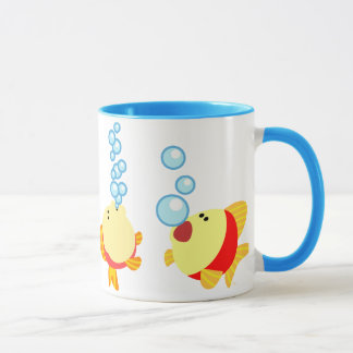 Mop met cute bubbelende cartoon vis mok