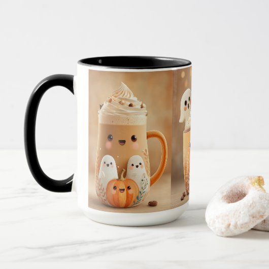 Mop met Cute Ghost Pumpkin Latte Mok (Met donut)