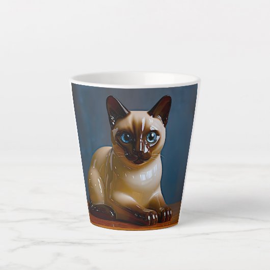 Mop met Cute Siamese Kat Latte Mok (Voorkant)