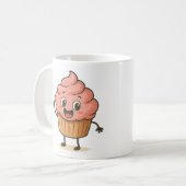 Mop met een grappige glimlachende cupcake afbeeldi koffiemok (Voorkant links)