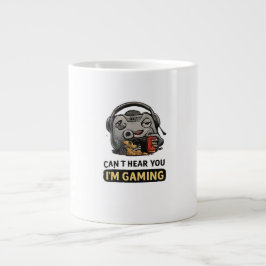 Mop met grappige en rare humor grafische afbeeldin grote koffiekop
