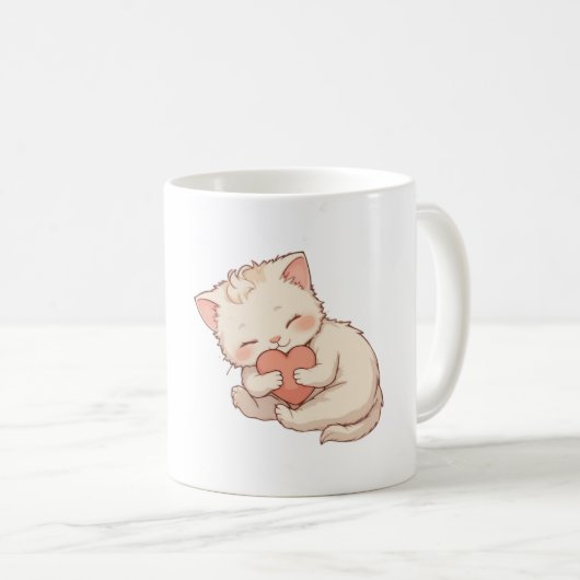 Mop met knuffelend engeltje dat een hart omhelst koffiemok (Voorkant rechts)