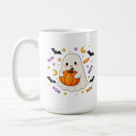 Mop met knuffelende Halloween-geest en pompoen Koffiemok