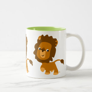 Mop met leeuw en cute cartoon inhoud tweekleurige koffiemok
