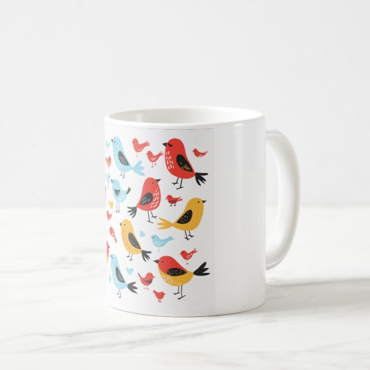 Mop met leuk vogelmotief koffiemok (Voorkant rechts)
