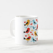 Mop met leuk vogelmotief koffiemok (Voorkant links)