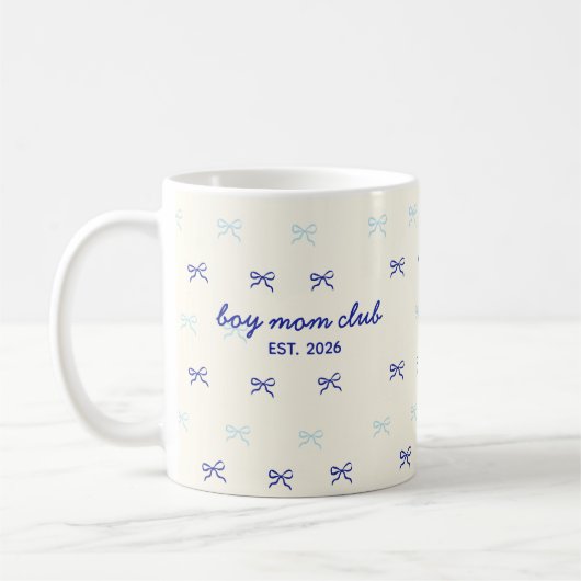 Mop met leuke aangepaste naam en strikpatroon koffiemok (Links)