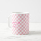 Mop met leuke aangepaste naam en strikpatroon koffiemok (Voorkant links)