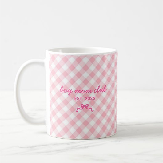 Mop met leuke aangepaste naam en strikpatroon koffiemok (Links)