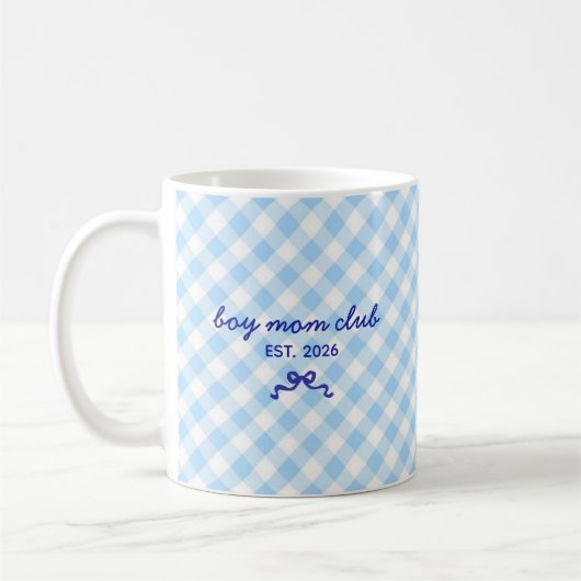 Mop met leuke aangepaste naam en strikpatroon koffiemok (Links)