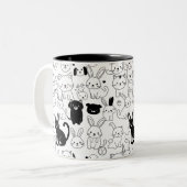 Mop met patroon van schattige huisdieren tweekleurige koffiemok (Voorkant links)