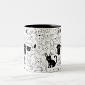 Mop met patroon van schattige huisdieren tweekleurige koffiemok (Center)