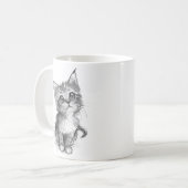 Mop met potloodschets van een schattig katje koffiemok (Voorkant links)