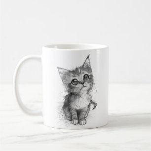 Mop met potloodschets van een schattig katje koffiemok