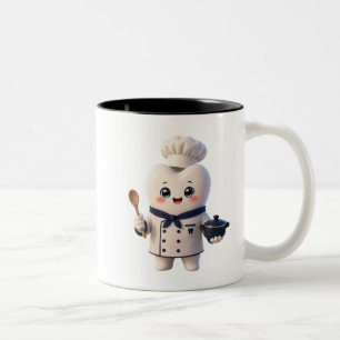 Mop met tand van chef Karakter Grappig Tandarts Ge Tweekleurige Koffiemok