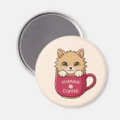 Mop met Tekst van Knuffel Kat in Beige Kleur Magneet (Voorkant / Achterkant)