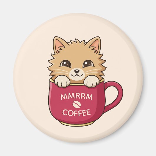 Mop met Tekst van Knuffel Kat in Beige Kleur Magneet (Voorkant)