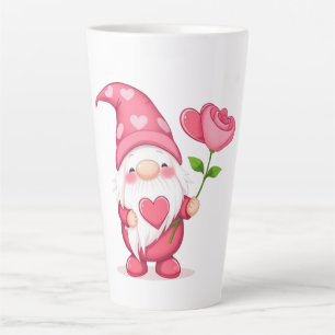 Mop met Tuinkabouter - Fantasievolle Bloem Kunst Latte Mok