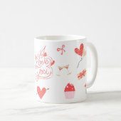 Mop met Valentijnsdag Doodle-patroon Koffiemok (Voorkant rechts)