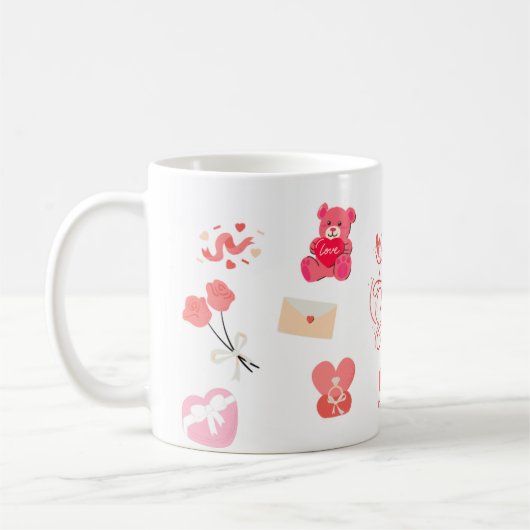 Mop met Valentijnsdag Doodle-patroon Koffiemok (Links)