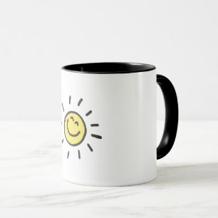 Mop met vrolijke zon   Mok met gelukkig zonneschij