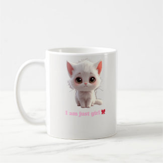 Mop met Witte Kitten - Ik Ben Gewoon Een Meisje Da Koffiemok