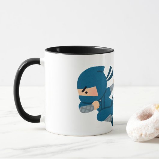 Mop Ninja Mok | Grappige Cartoon Ninja Koffiemok | (Met donut)