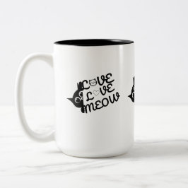 Mop voor kattenliefhebber, Love Meow Zwarte Kat Ko Tweekleurige Koffiemok
