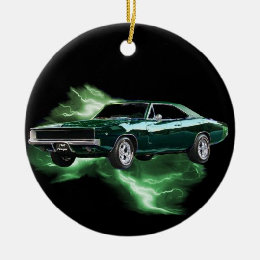 Mopar: '68 Dodge-lader met groen bliksem Keramisch Ornament (Voorkant)