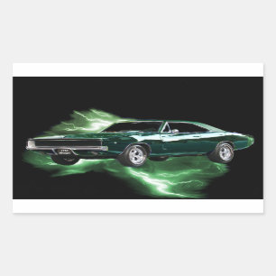 Mopar: '68 Dodge-lader met groen bliksem Rechthoekige Sticker