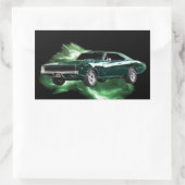 Mopar: '68 Dodge-lader met groene blikseminslag Rechthoekige Sticker (Tas)