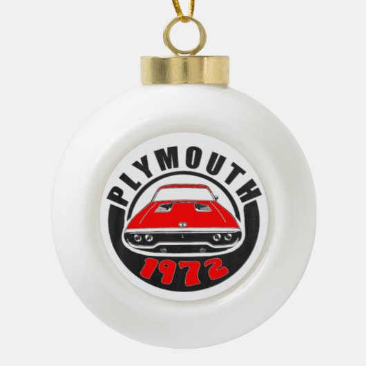Mopar - Plymouth Roadrunner Satellite Musclecar Keramische Bal Ornament (Voorkant)