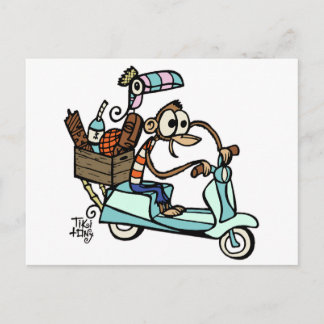 Moped Monkey Beachcomber Vacatie! Briefkaart