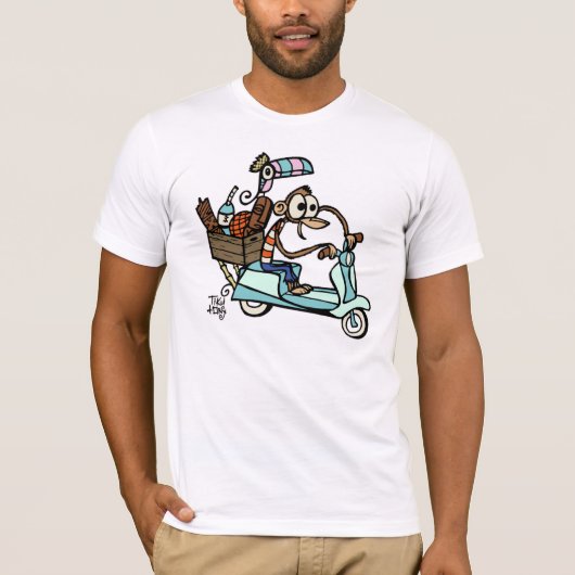Moped Monkey Beachcomber Vacatie! T-shirt (Voorkant)