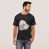 Mopige babyzeehond borduurpatch t-shirt (Voorkant volledig)