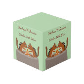 Mopige eekhoorns herfst bruiloft aangepaste foto-u kubus (Achter hoekig)