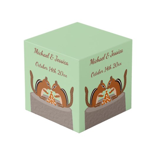 Mopige eekhoorns herfst bruiloft aangepaste foto-u kubus (Voorkant hoekig)