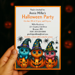 Mopige Spinnen Pompoen Halloween Feest Uitnodiging