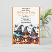 Mopige Spinnen Pompoen Halloween Feest Uitnodiging (Staand voorkant)