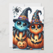 Mopige Spinnen Pompoen Halloween Feest Uitnodiging (Achterkant)