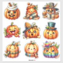 Mopne Pumpkin Gezicht Sticker Vel