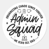 Moppen over administratieve chaos Admin Prof Dag T Ronde Sticker (Voorkant)