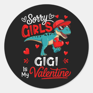 Moppen van Meisjes Gigi Is Mijn Valentijn T-rex Si Ronde Sticker